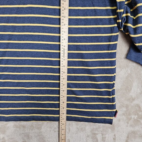 Chaps Long Sleeve Striped Club Jersey Henley Shirt 3 Buttons Blue/Yellow Mens XL - Picture 4 of 10